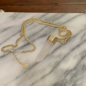 Kendra Scott Nora large clear crystal & gold necklace pendant